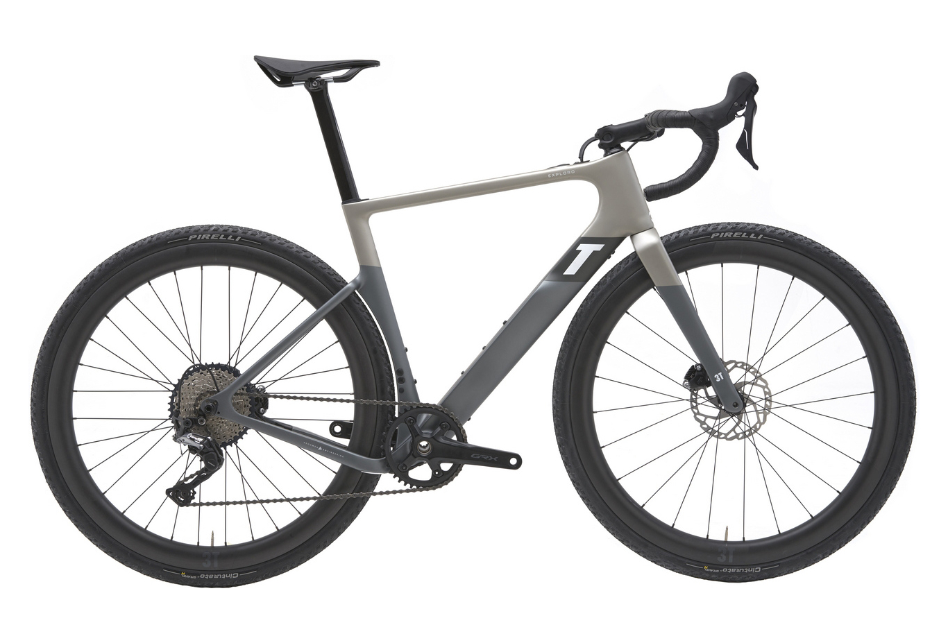 GRAVEL BIKE ÉLECTRIQUE 3T EXPLORO RACEMAX BOOST DROPBAR SHIMANO GRX 11V 250 WH 700 MM GRIS SATIN 2022