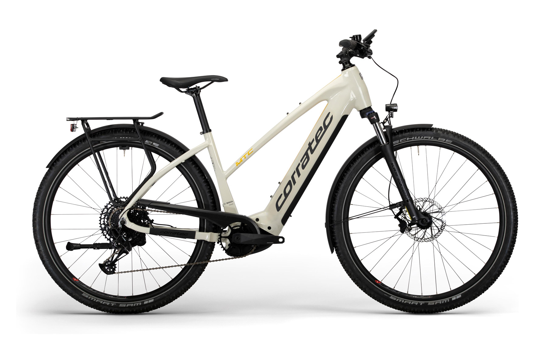 VTC ÉLECTRIQUE CORRATEC E-POWER MTC 12S TRAPEZ SRAM SX EAGLE 12V 625 WH 29'' BEIGE GRIS 2023